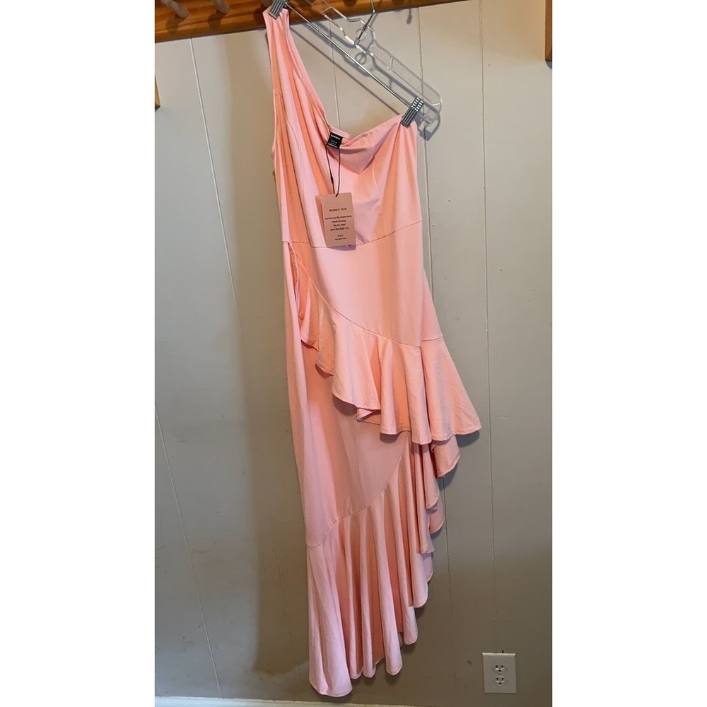 BAOSUU One-Shoulder Ruffle Pink Dress